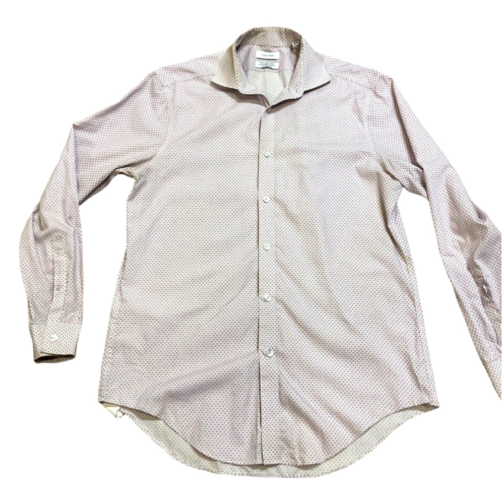 Calvin Klein Men's shirt slim fit long sleeve 15 1/2" neck 32/33 purple print